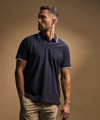 Tee Jays Luxury Stripe Stretch Polo - Black/White