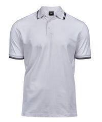 Tee Jays Luxury Stripe Stretch Polo - White/Navy