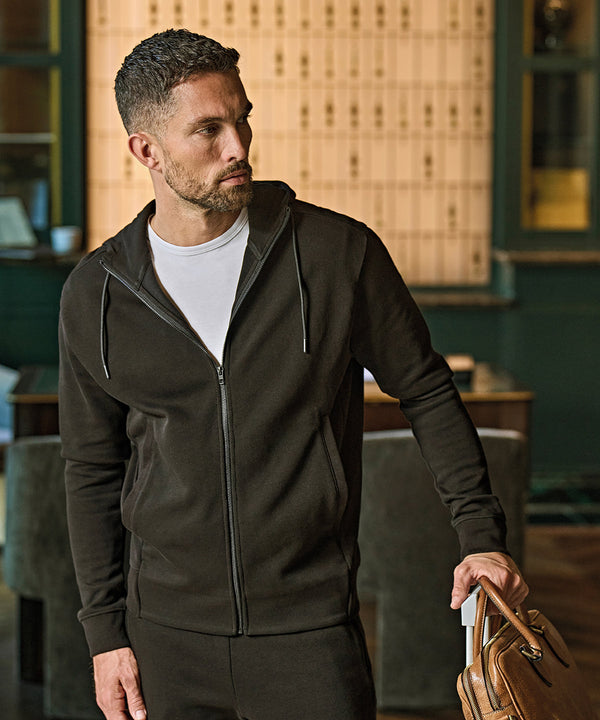 Tee Jays Ribbed Interlock Hooded Full-zip - Black