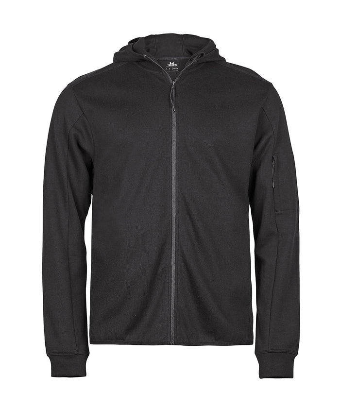 Tee Jays Athletic Hooded Full-zip Sweatshirt - Black