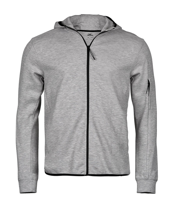 Tee Jays Athletic Hooded Full-zip Sweatshirt - Heather Grey