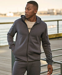 Tee Jays Athletic Hooded Full-zip Sweatshirt - Black