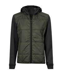 Tee Jays Women’s Hybrid-stretch Hooded Jacket - Deep Green/Black