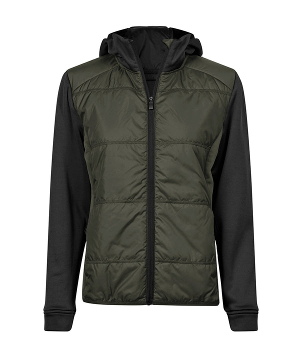 Tee Jays Women’s Hybrid-stretch Hooded Jacket - Deep Green/Black