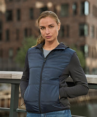 Tee Jays Women’s Hybrid-stretch Hooded Jacket - Black/Black