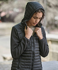 Tee Jays Women’s Hooded Crossover Jacket - Black/Black