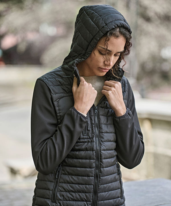 Tee Jays Women’s Hooded Crossover Jacket - Black/Black