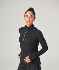 Tombo Women's Long-sleeved ¼ Zip Top - Black