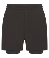 Tombo Double-layer Sports Shorts - Black/Black