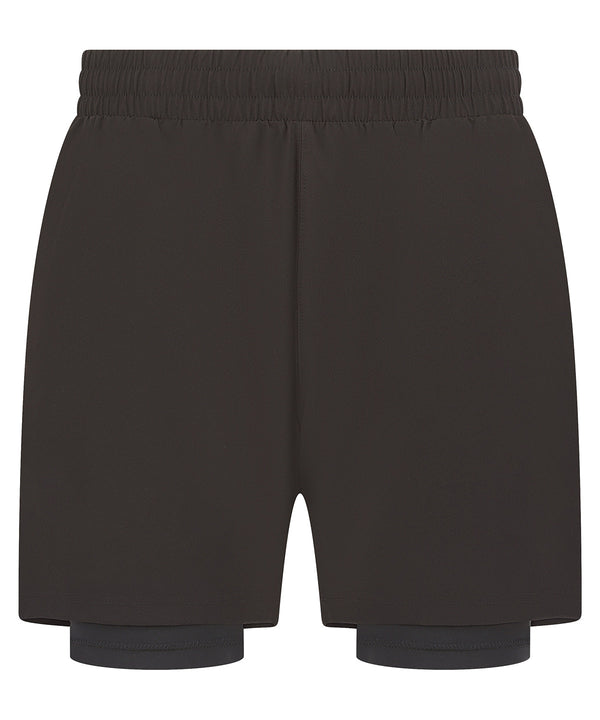 Tombo Double-layer Sports Shorts - Black/Black