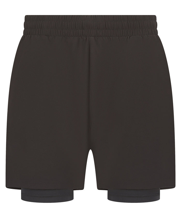 Tombo Double-layer Sports Shorts - Black/Black