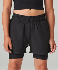 Tombo Kids Double-layer Sports Shorts - Black