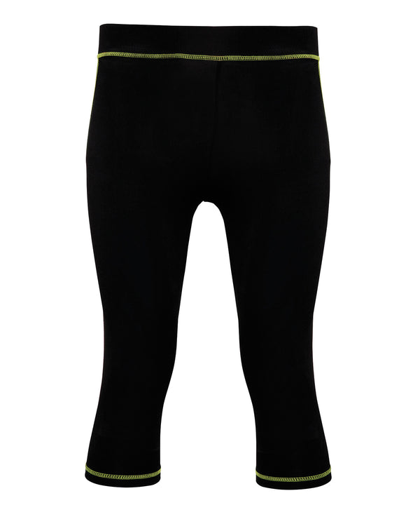 Women's TriDri® Capri Fitness Leggings - Black/Lightning Green