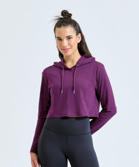 Women's TriDri® Cropped Hooded Long Sleeve T-shirt - Heather Grey