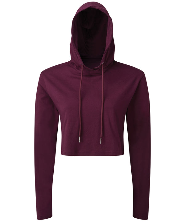 Women's TriDri® Cropped Hooded Long Sleeve T-shirt - Mulberry
