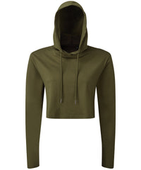 Women's TriDri® Cropped Hooded Long Sleeve T-shirt - Olive