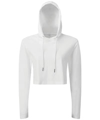 Women's TriDri® Cropped Hooded Long Sleeve T-shirt - White