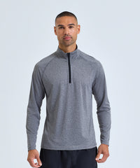 Men's TriDri® Long Sleeve Performance ¼ Zip Top - Black Melange/Black