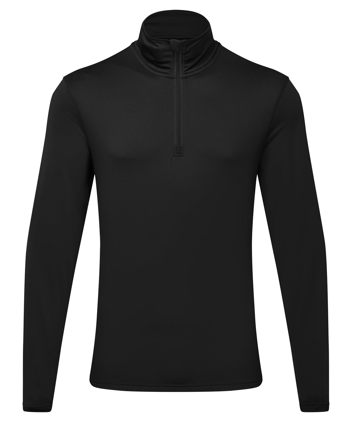 Men's TriDri® Recycled Long Sleeve Brushed Back ¼ Zip - Black/Black