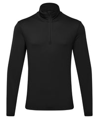 Men's TriDri® Recycled Long Sleeve Brushed Back ¼ Zip - Black/Black