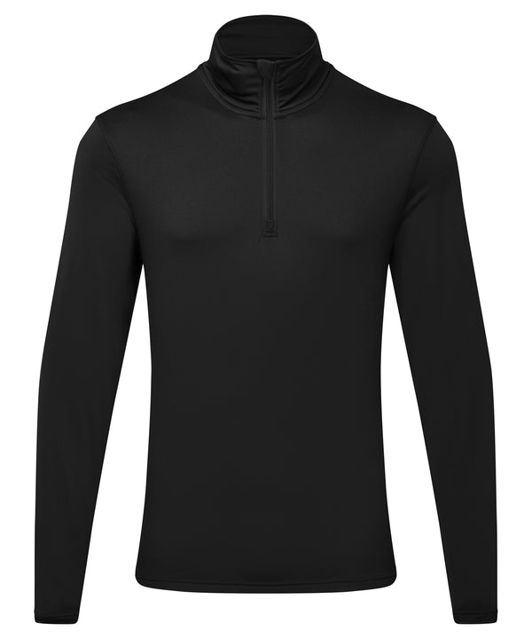 Men's TriDri® Recycled Long Sleeve Brushed Back ¼ Zip - Black/Black