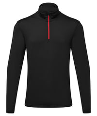 Men's TriDri® Recycled Long Sleeve Brushed Back ¼ Zip - Black/Red