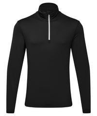 Men's TriDri® Recycled Long Sleeve Brushed Back ¼ Zip - Black/White