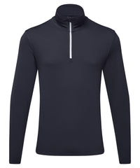 Men's TriDri® Recycled Long Sleeve Brushed Back ¼ Zip - French Navy/White