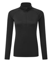 Women's TriDri® Long Sleeve Performance ¼ Zip - Black/Black*