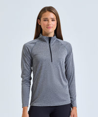 Women's TriDri® Long Sleeve Performance ¼ Zip - Black Melange/Black