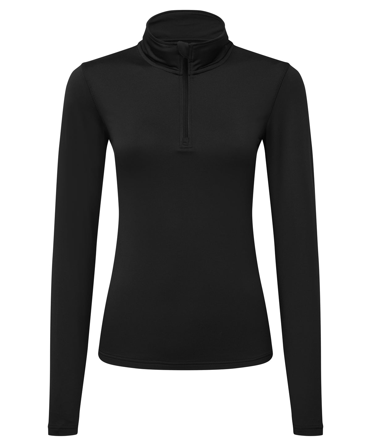 Women's TriDri® Recycled Long Sleeve Brushed Back ¼ Zip - Black/Black