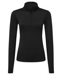Women's TriDri® Recycled Long Sleeve Brushed Back ¼ Zip - Black/Black