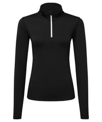 Women's TriDri® Recycled Long Sleeve Brushed Back ¼ Zip - Black/White