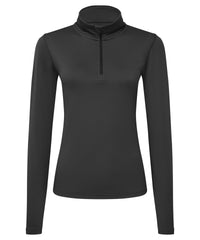 Women's TriDri® Recycled Long Sleeve Brushed Back ¼ Zip - Charcoal/Black