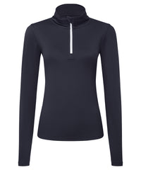 Women's TriDri® Recycled Long Sleeve Brushed Back ¼ Zip - French Navy/White