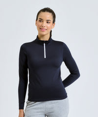 Women's TriDri® Recycled Long Sleeve Brushed Back ¼ Zip - Black/Black