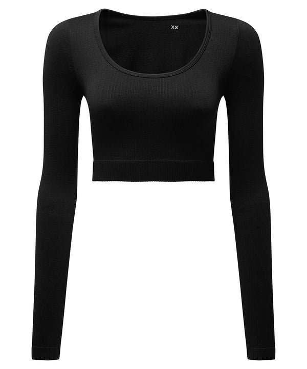Women's TriDri® Ribbed Seamless 3D Fit" Crop Top" - Black
