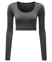 Women's TriDri® Ribbed Seamless 3D Fit" Crop Top" - Charcoal