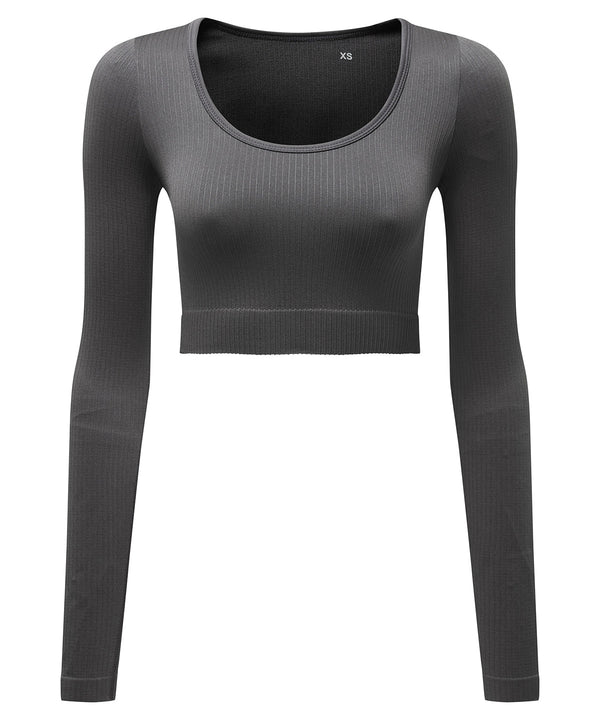 Women's TriDri® Ribbed Seamless 3D Fit" Crop Top" - Charcoal