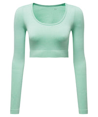 Women's TriDri® Ribbed Seamless 3D Fit" Crop Top" - Peppermint Melange