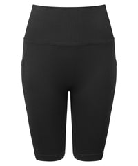 Women's TriDri® Ribbed Seamless 3D Fit" Cycle Shorts" - Black