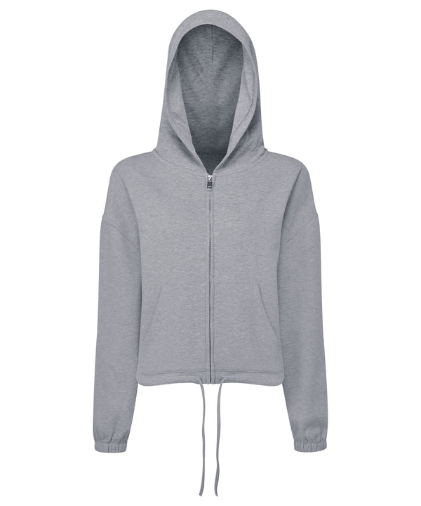 Women's TriDri® Recycled Cropped Oversize Full-zip Hoodie - Heather Grey