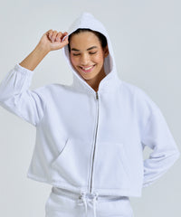 Women's TriDri® Recycled Cropped Oversize Full-zip Hoodie - Black