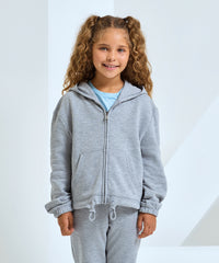 Kids TriDri® Recycled Cropped Oversize Full-zip Hoodie - Black