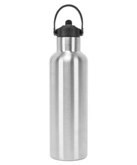 Tridri® Vacuum Sports Water Bottle with Flip Up Straw - Brushed Steel