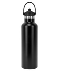 Tridri® Vacuum Sports Water Bottle with Flip Up Straw - Black