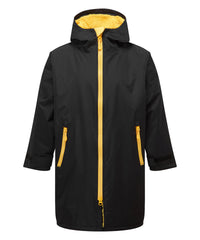 Kids TriDri® Recycled All-seasons Waterproof Changing Robe - Black/Sun Yellow