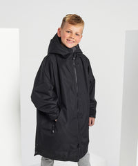 Kids TriDri® Recycled All-seasons Waterproof Changing Robe - Black/Charcoal