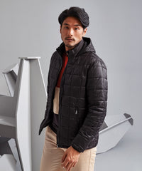 2786 Box Quilt Hooded Jacket - Black