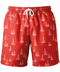 Wombat Men's Swim Shorts - Washed Coral Nautical Design*